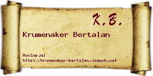 Krumenaker Bertalan névjegykártya